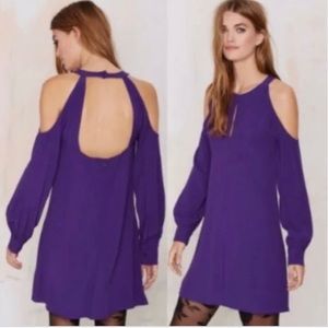 NWT Nasty Gal Tunic Boho A-line Long Sleeve Backless Mini Purple Sz  S